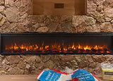 Slim electric fireplace front view North Crest Linear 72 inch fireplace